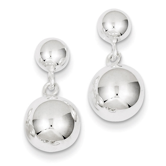 Round Bead Dangle Post Earrings Sterling Silver QE6839, MPN: QE6839, 883957571805