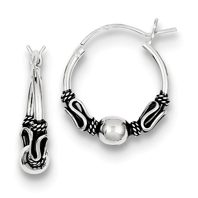 Hoop Earrings Antiqued Sterling Silver QE6856, MPN: QE6856, 883957559315