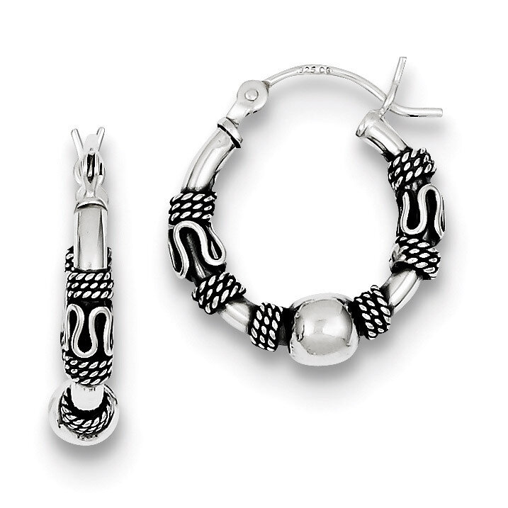 Hoop Earrings Antiqued Sterling Silver QE6857, MPN: QE6857, 883957576442