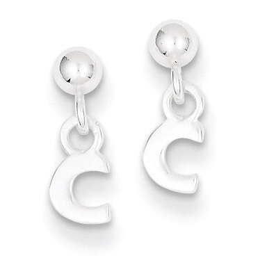 C Dangle Post Earrings Sterling Silver Polished QE6885C, MPN: QE6885C, 883957570181