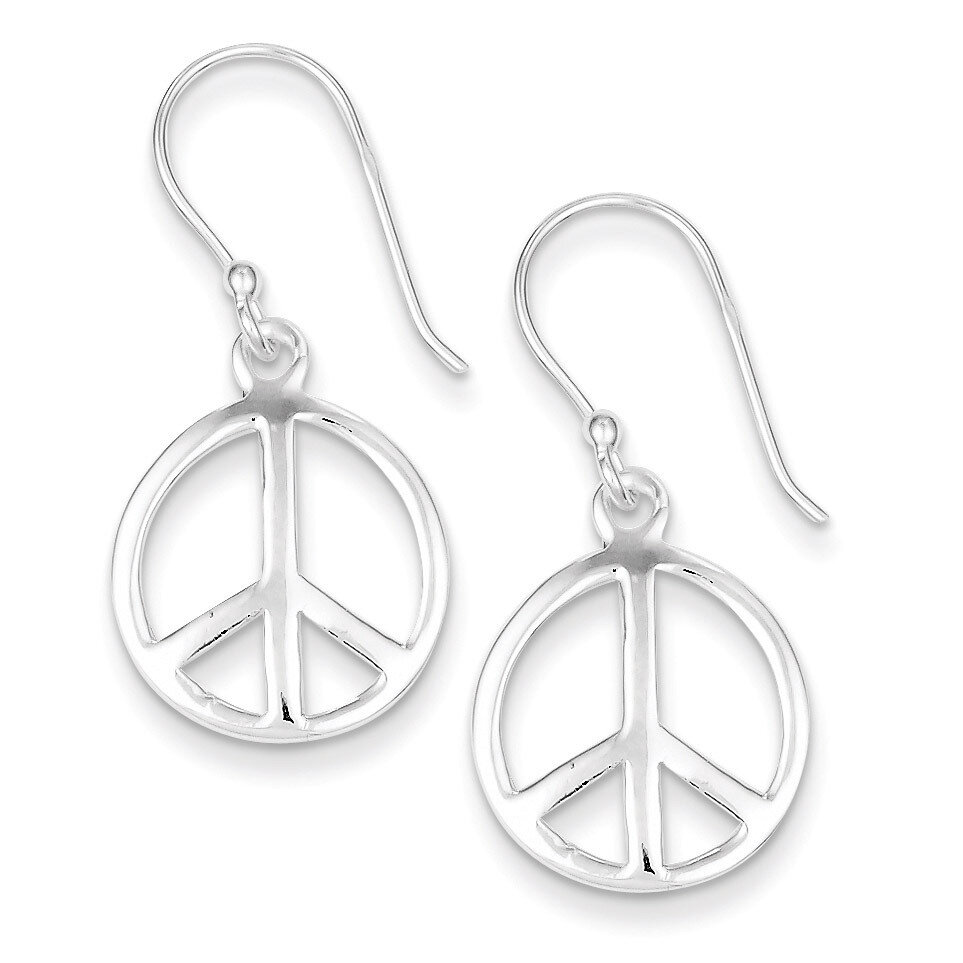 Peace Dangle Earrings Sterling Silver Polished QE6901