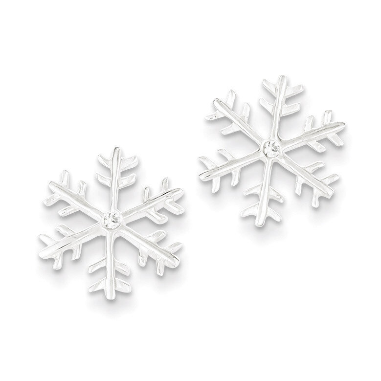 Diamond Polished Snowflake Post Earrings Sterling Silver QE6910, MPN: QE6910, 883957026497
