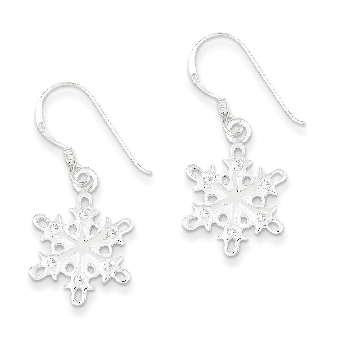 Satin Diamond Snowflake Dangle Earrings Sterling Silver Polished QE6911, MPN: QE6911, 883957026503