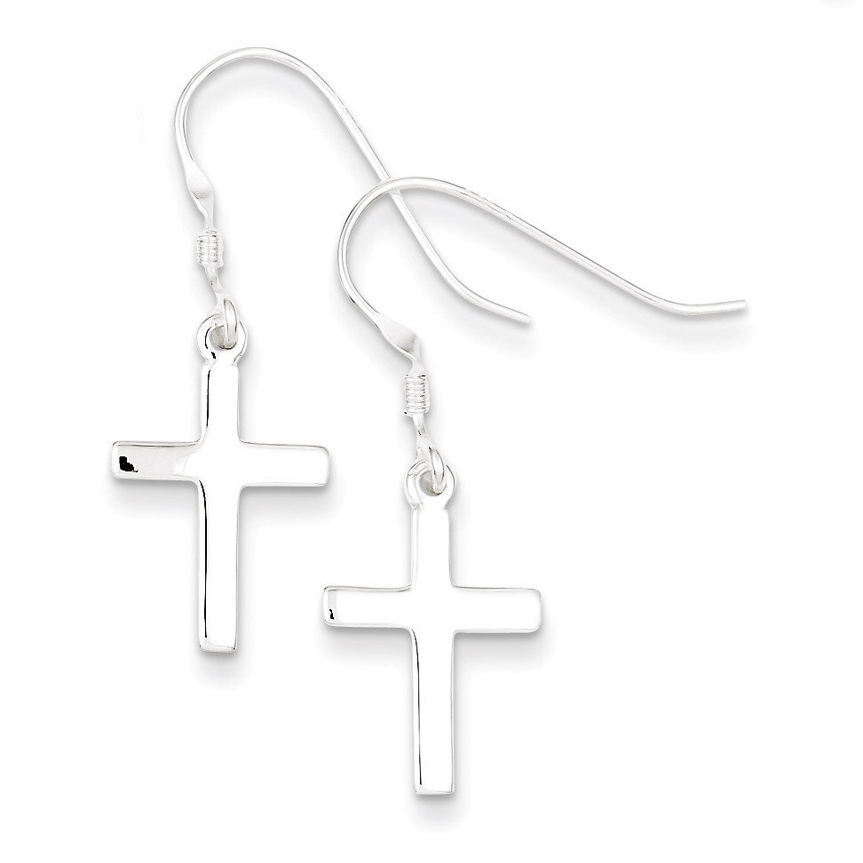 Cross Dangle Earrings Sterling Silver Polished QE6915, MPN: QE6915, 886774760865