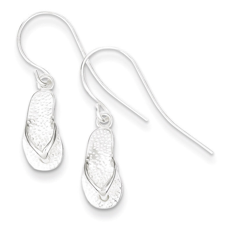Textured Sandal Dangle Earrings Sterling Silver Polished QE6957