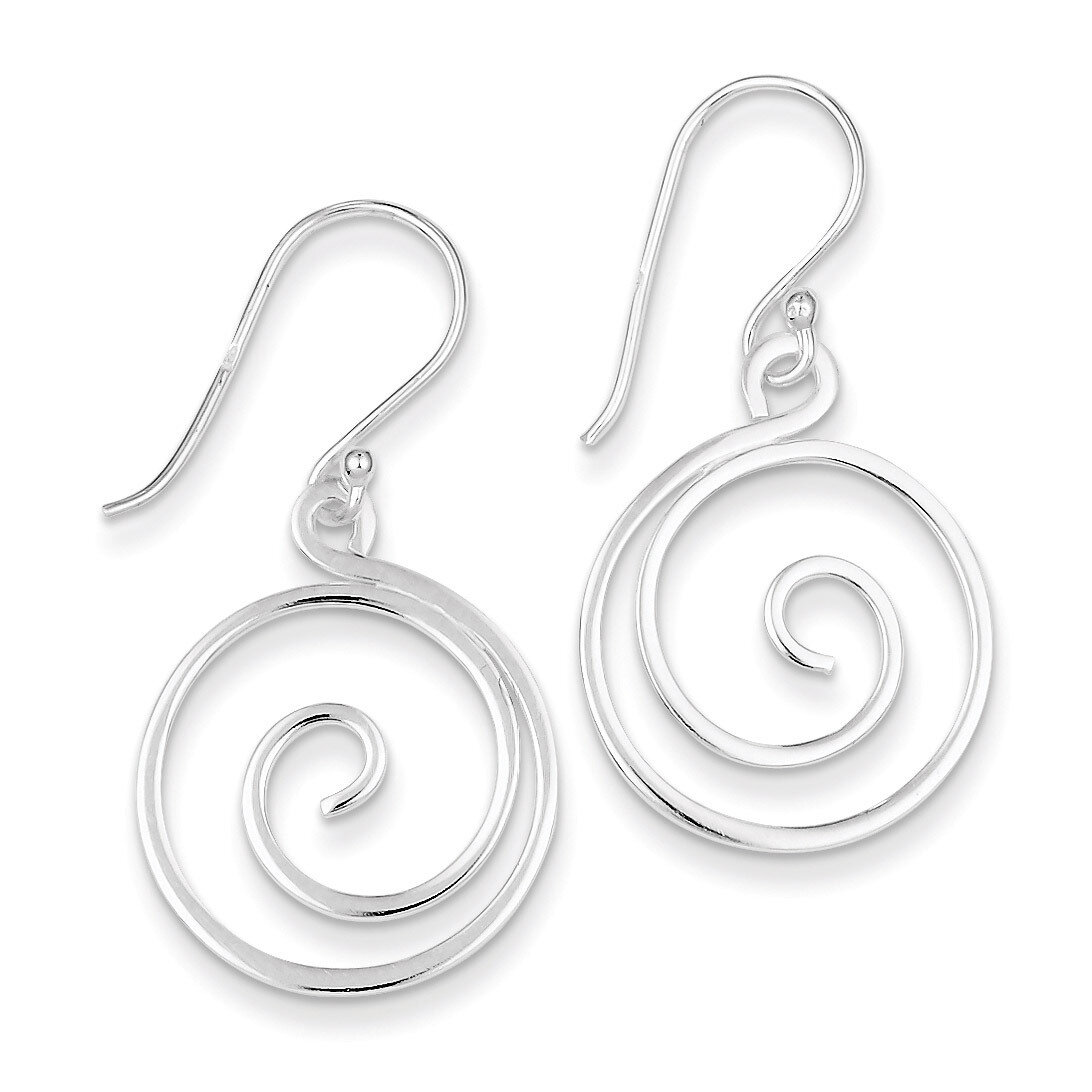 Swirl Design Dangle Earrings Sterling Silver Polished QE7089