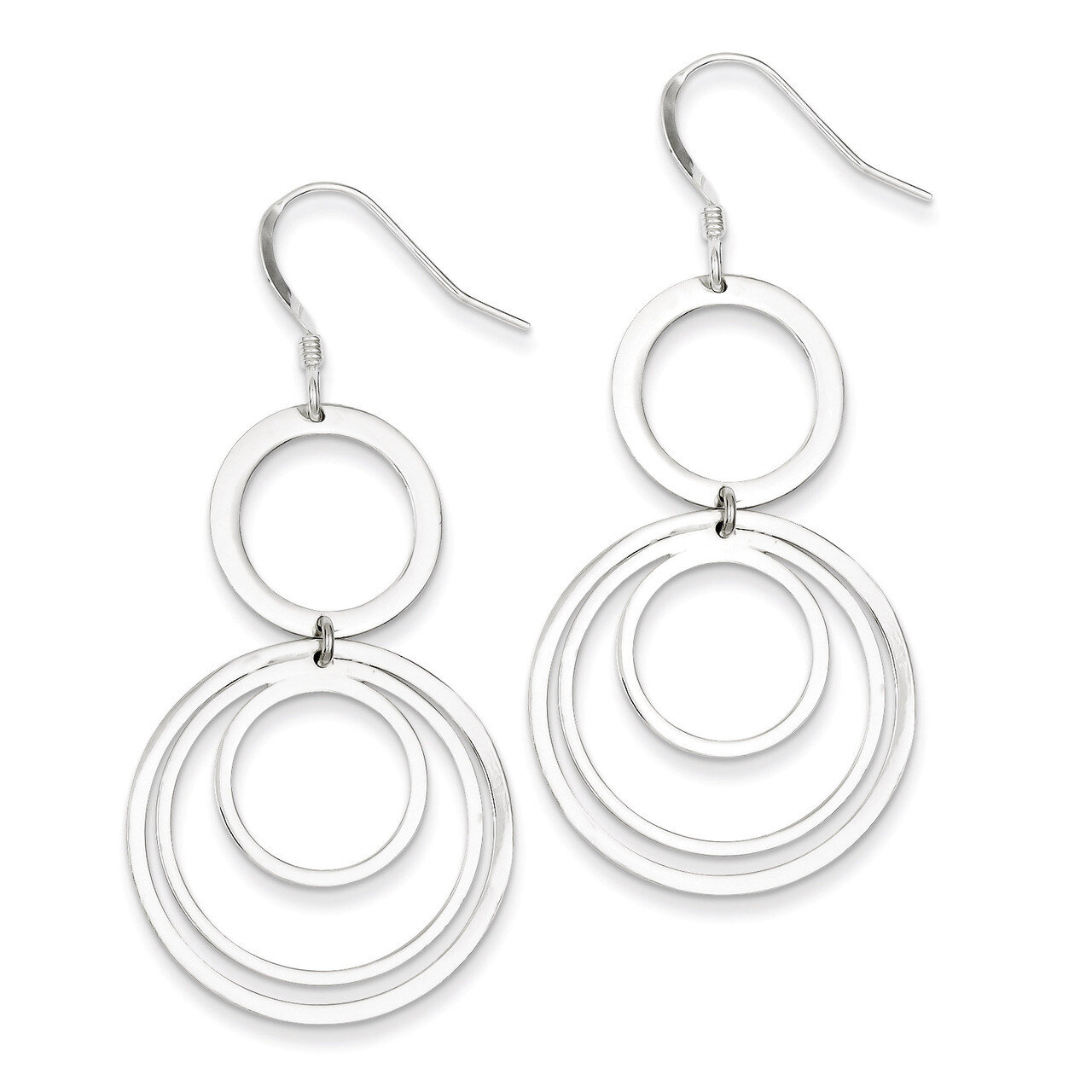 Circle Fancy Dangle Earrings Sterling Silver Polished QE7092, MPN: QE7092, 886774749563