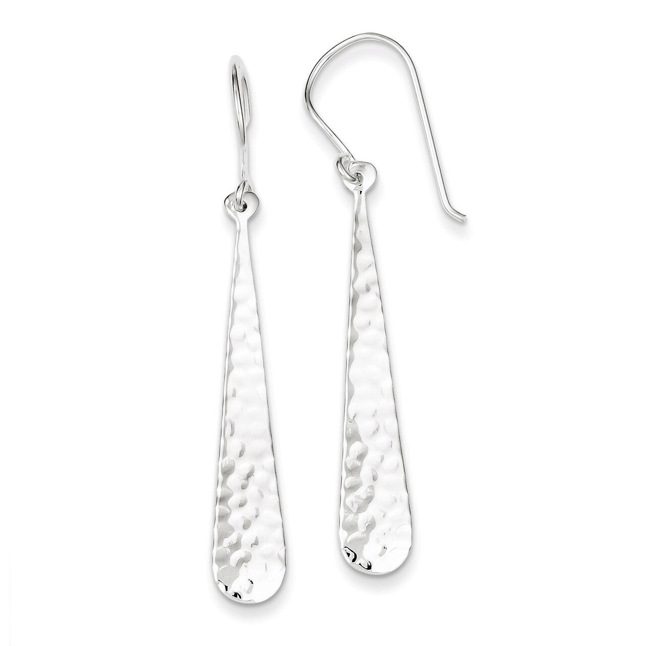 Hammered Teardrop Dangle Earrings Sterling Silver QE7161, MPN: QE7161, 886774749624