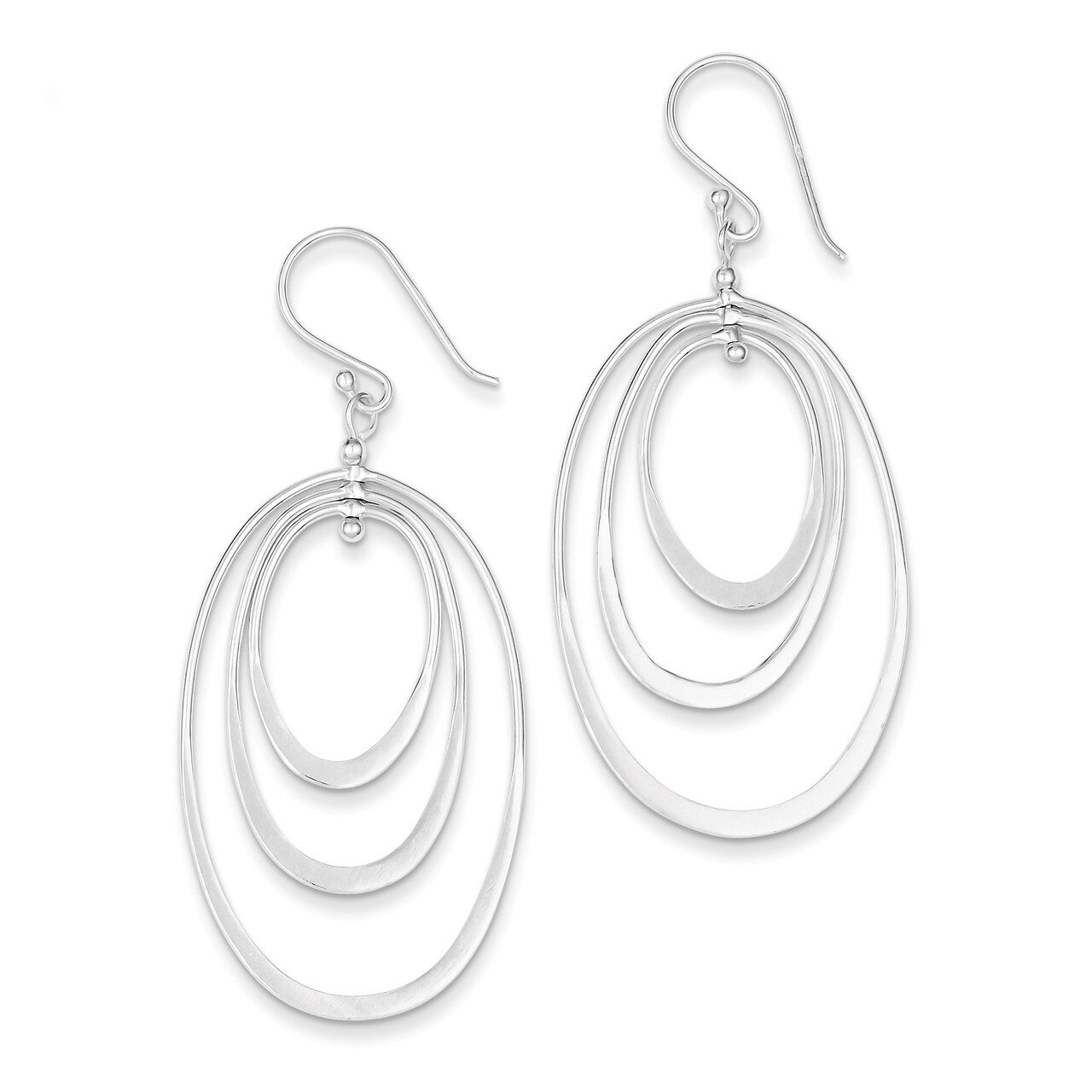 Triple Oval Dangle Earrings Sterling Silver Polished QE7202, MPN: QE7202, 886774749686