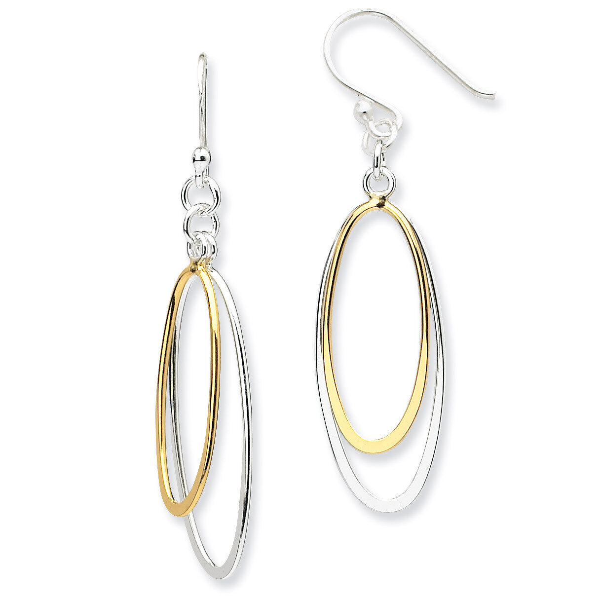 Dangling Double Oval Earrings Sterling Silver QE7237, MPN: QE7237, 886774246864