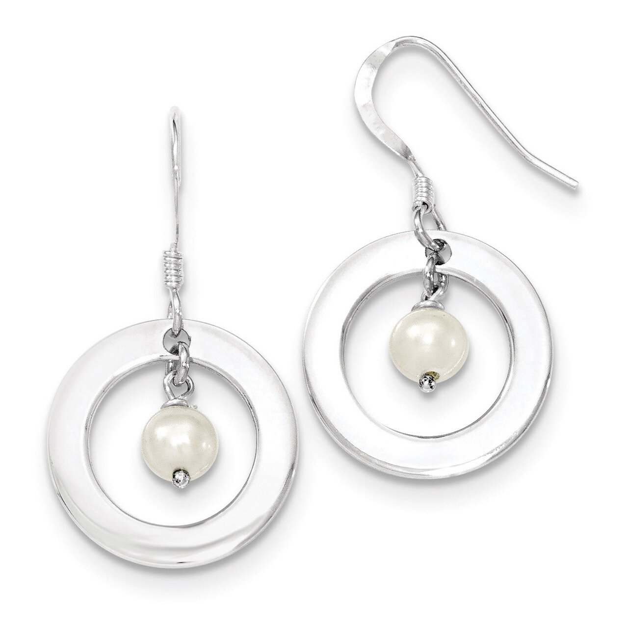 White Cultured Pearl Dangle Earrings Sterling Silver QE7300, MPN: QE7300, 883957567549