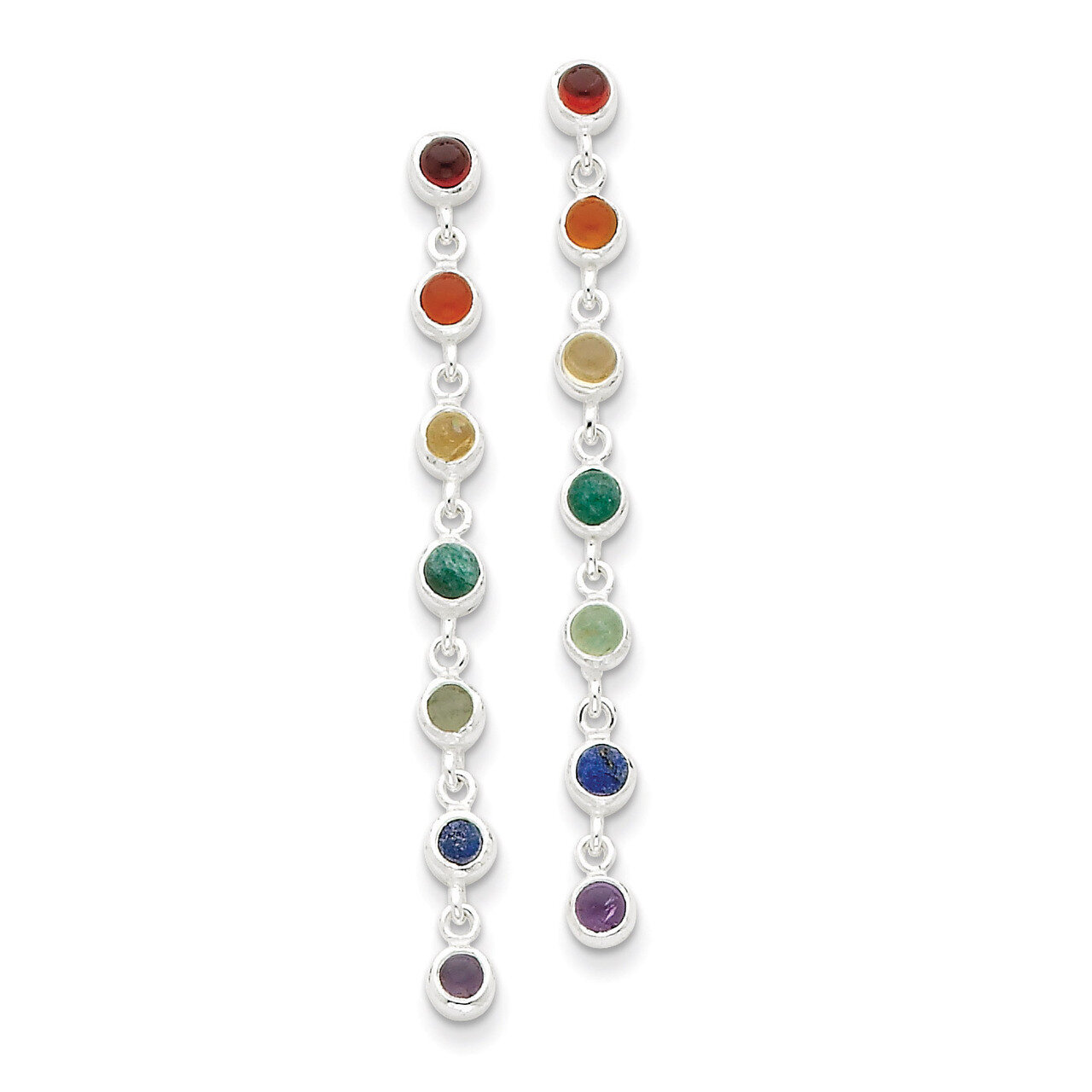 Multicolor Quartz Dangle Post Earrings Sterling Silver QE7312