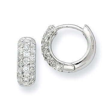 Hinged Hoop Earrings Sterling Silver Diamond QE7325
