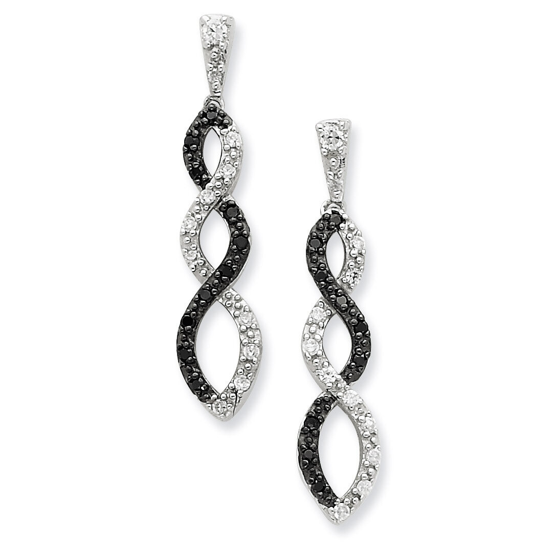 Black Rhodium Black White Diamond Twisted Post Earring Sterling Silver QE7337, MPN: QE7337, 8839575…