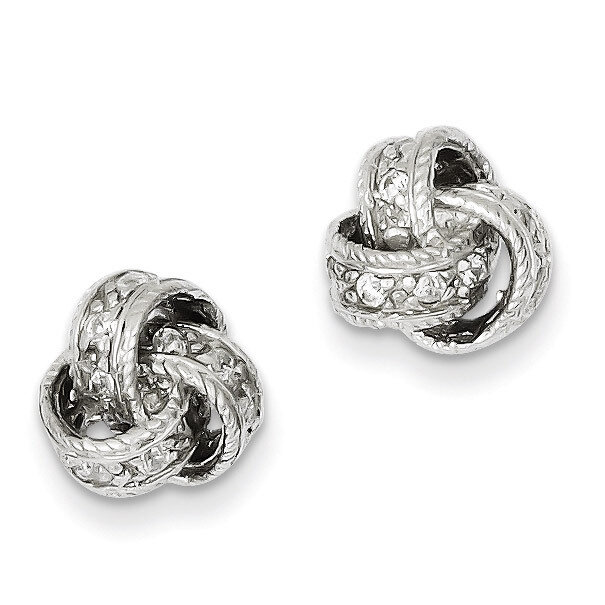 Love Knot Post Earrings Sterling Silver Diamond QE7355
