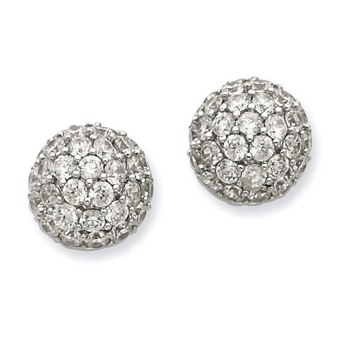 Ball Post Earrings Sterling Silver Diamond QE7369