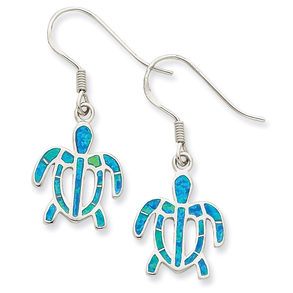 Blue Opal Inlay Tortoise Dangle Earrings Sterling Silver QE7436, MPN: QE7436, 883957576039