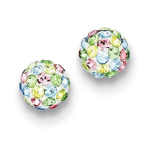 Multicolor Swarovski Crystal 7mm Post Earrings Sterling Silver QE7447, MPN: QE7447, 716838187218