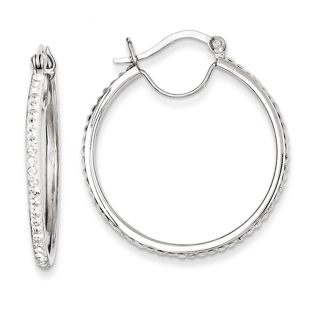 White Swarovski Crystal Hoop Earrings Sterling Silver QE7457, MPN: QE7457, 716838210237