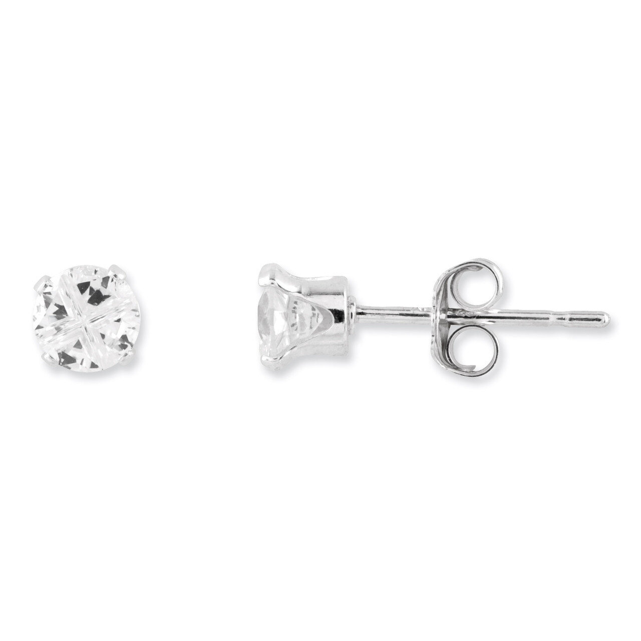 4mm Round 4 Prong Diamond Stud Earrings Sterling Silver QE7473, MPN: QE7473, 883957571263