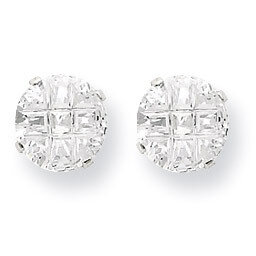 8mm Round 4 Prong Diamond Stud Earrings Sterling Silver QE7490, MPN: QE7490, 883957547213