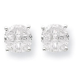 8mm Round Basket Set Diamond Stud Earrings Sterling Silver QE7496, MPN: QE7496, 883957575353