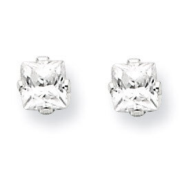 3mm Square Diamond 4 Prong Stud Earrings Sterling Silver QE7499, MPN: QE7499, 883957489636