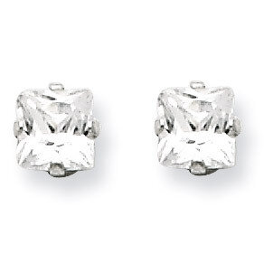 4mm Square Diamond 4 Prong Stud Earrings Sterling Silver QE7500, MPN: QE7500, 883957580517