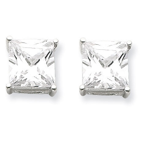 7mm Square Diamond Basket Set Stud Earrings Sterling Silver QE7507, MPN: QE7507, 191101786952