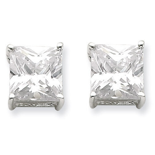 8mm Square Diamond Basket Set Stud Earrings Sterling Silver QE7508, MPN: QE7508, 191101786969