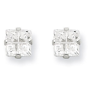 4mm Square Diamond 4 Prong Stud Earrings Sterling Silver QE7511, MPN: QE7511, 883957577821