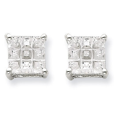6mm Square Diamond Basket Set Stud Earrings Sterling Silver QE7530, MPN: QE7530, 883957548708