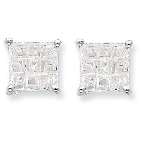 8mm Square Diamond Basket Set Stud Earrings Sterling Silver QE7532, MPN: QE7532, 883957576756