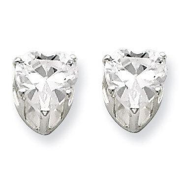 6mm Heart 3 Prong Diamond Stud Earrings Sterling Silver QE7537, MPN: QE7537, 883957555195