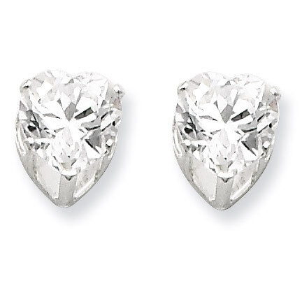7mm Heart 3 Prong Diamond Stud Earrings Sterling Silver QE7538, MPN: QE7538, 883957532981