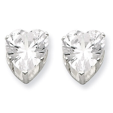 8mm Heart 3 Prong Diamond Stud Earrings Sterling Silver QE7539, MPN: QE7539, 883957460659