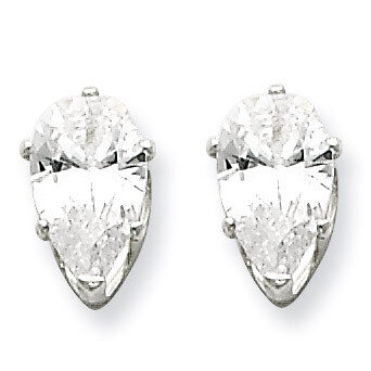8x5 Pear Diamond Stud Earrings Sterling Silver QE7541