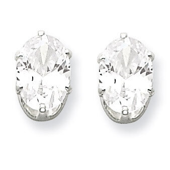 7x5 Oval Diamond Stud Earrings Sterling Silver QE7544, MPN: QE7544, 883957548722