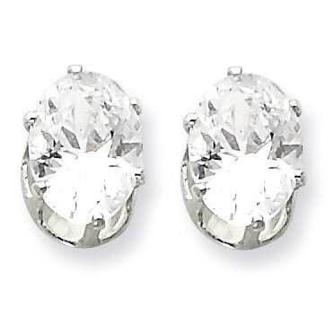 8x6 Oval Diamond Stud Earrings Sterling Silver QE7545, MPN: QE7545, 883957434490