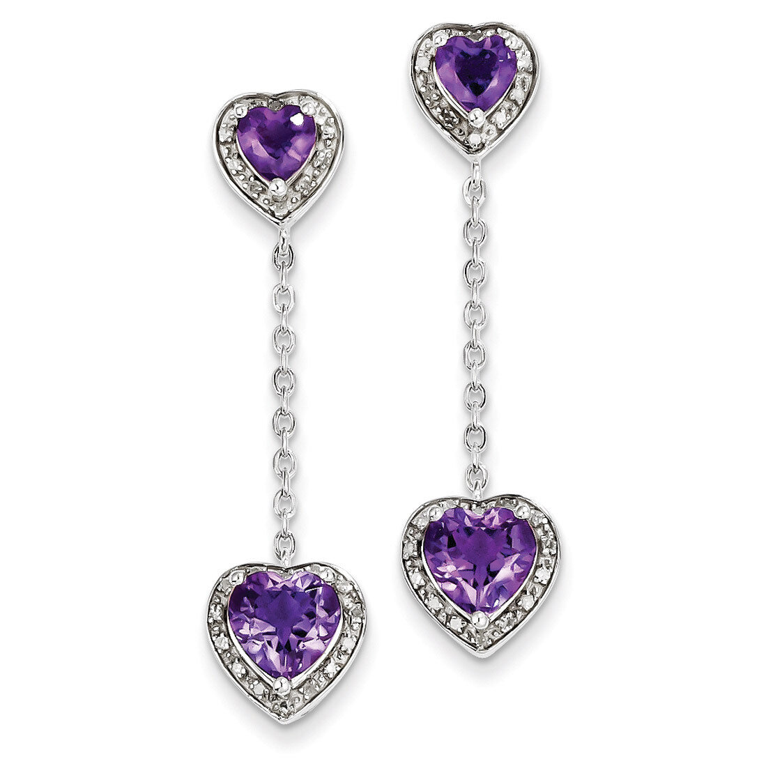Amethyst Earring Diamond Sterling Silver QE7740AM, MPN: QE7740AM, 883957400389