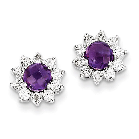Amethyst Earring Diamond Sterling Silver QE7741AM, MPN: QE7741AM, 883957434551