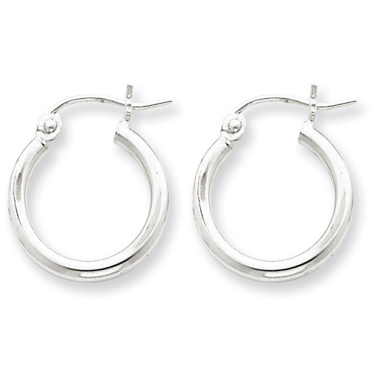 2mm Round Hoop Earrings Sterling Silver Rhodium-plated QE797, MPN: QE797, 883957940816