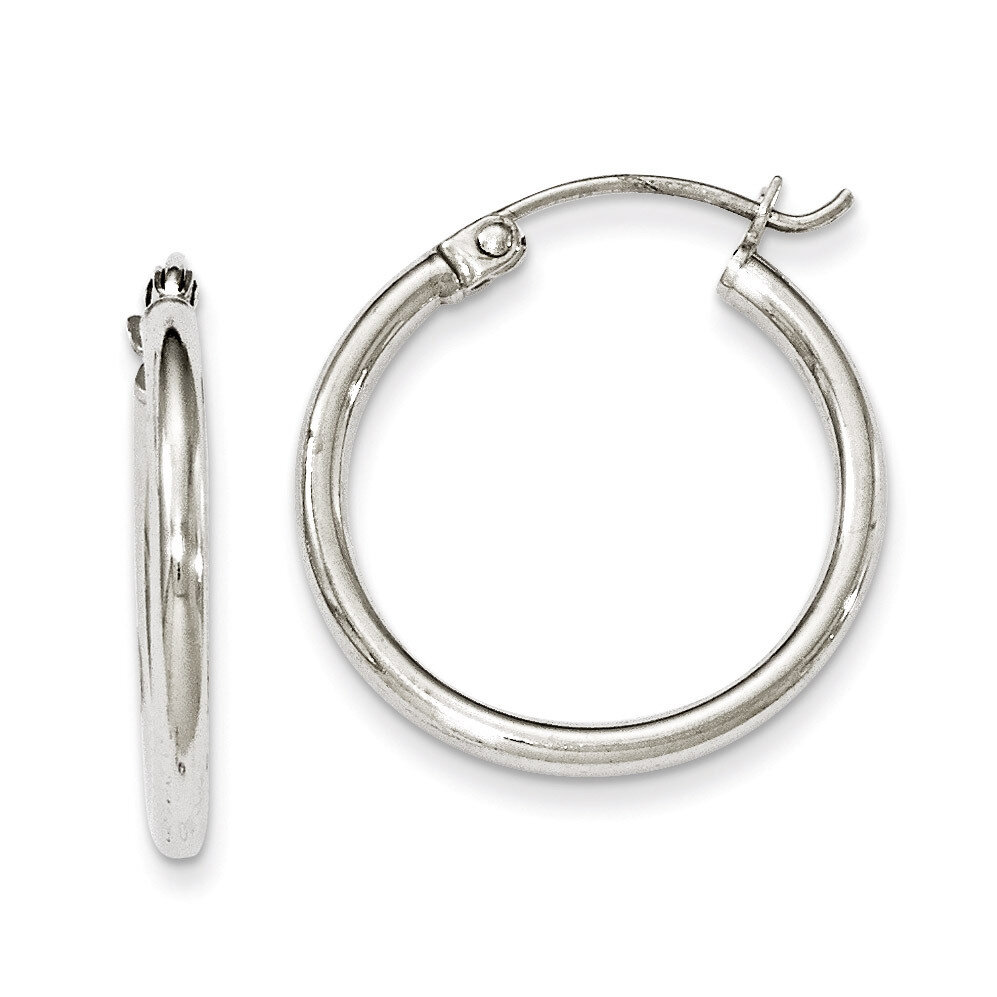 2mm Round Hoop Earrings Sterling Silver Rhodium-plated QE798, MPN: QE798, 883957940823