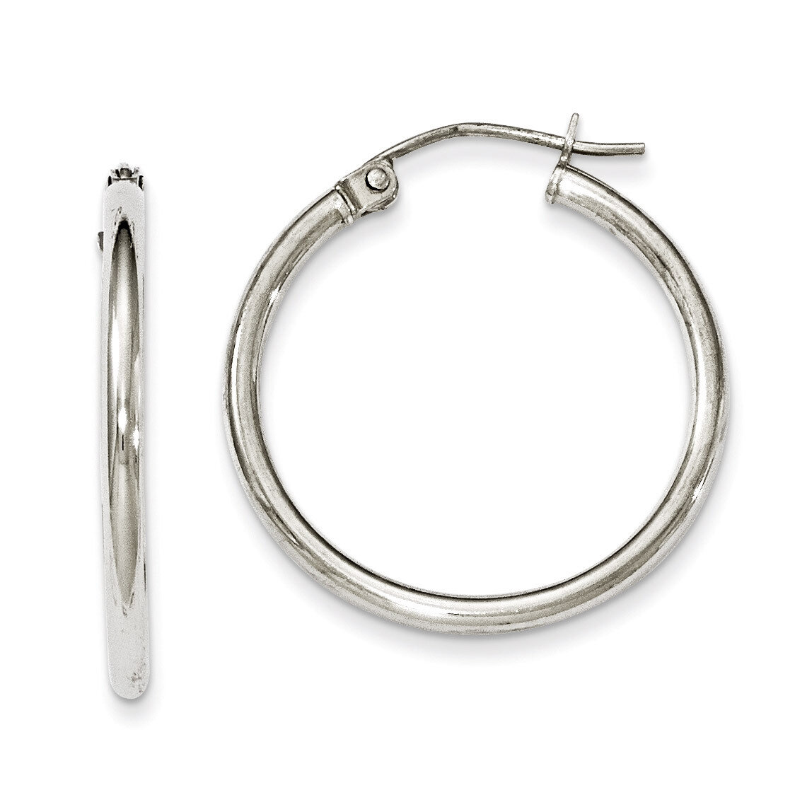 2mm Round Hoop Earrings Sterling Silver Rhodium-plated QE800, MPN: QE800, 883957940847