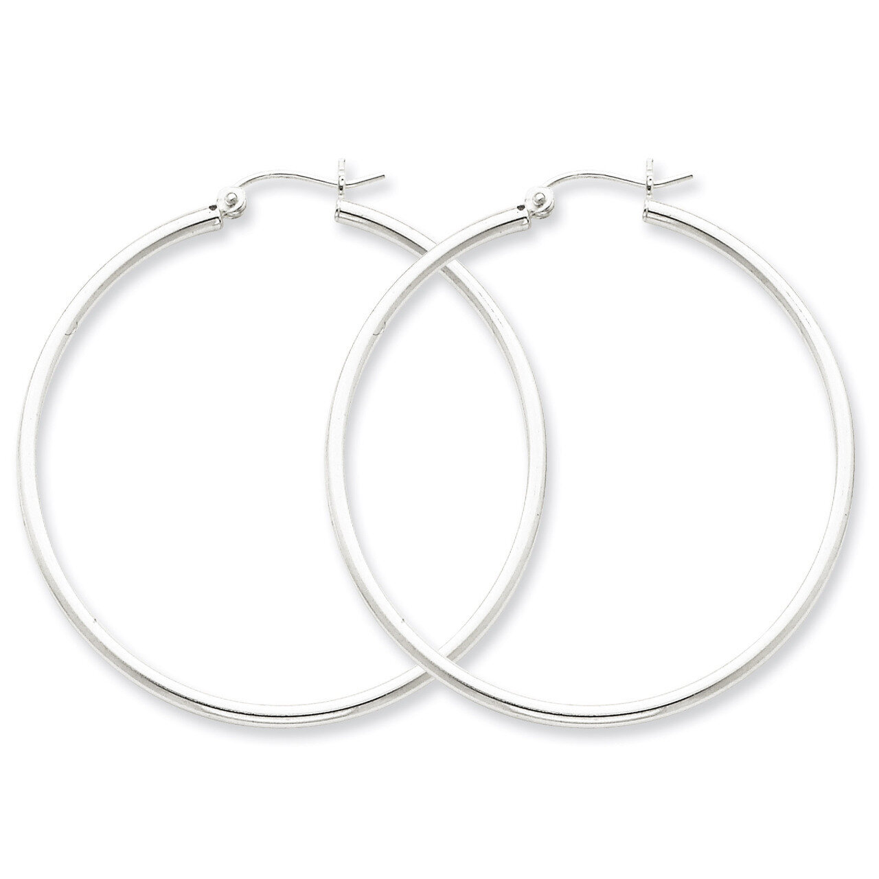 2mm Round Hoop Earrings Sterling Silver Rhodium-plated QE804, MPN: QE804, 883957940878