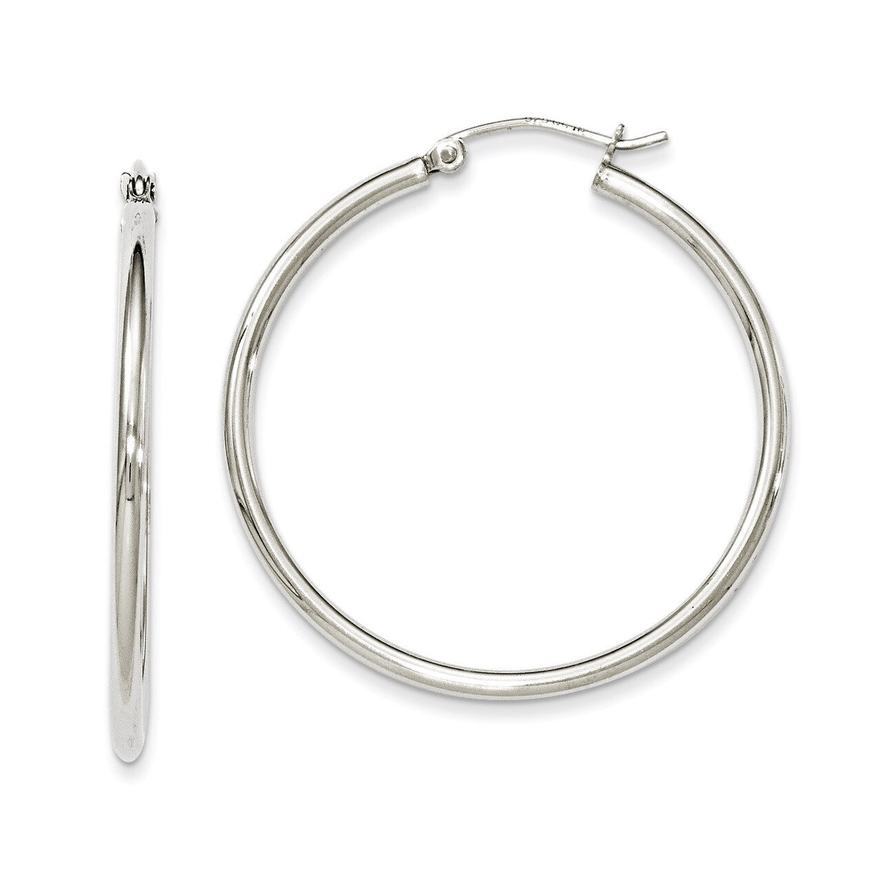 2mm Round Hoop Earrings Sterling Silver Rhodium-plated QE806, MPN: QE806, 883957940892