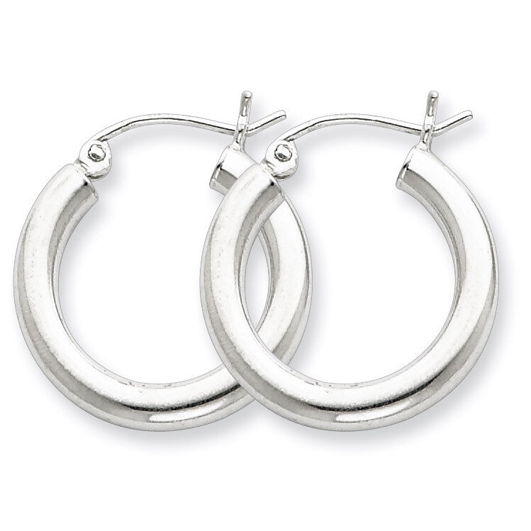 3mm Round Hoop Earrings Sterling Silver Rhodium-plated QE807, MPN: QE807, 883957940908