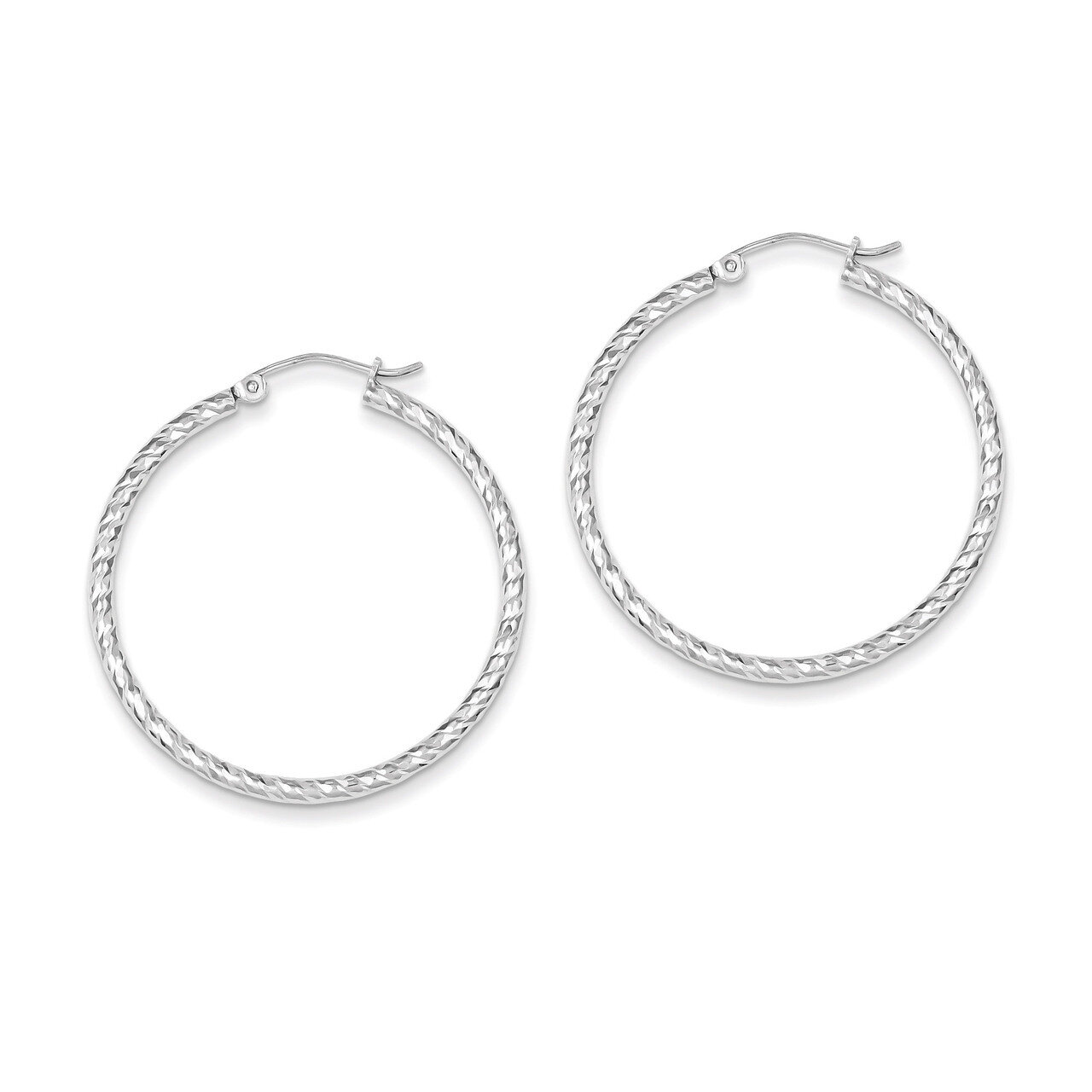 2x35mm Hoop Earrings Diamond-cut Sterling Silver QE8078, MPN: QE8078, 883957577418