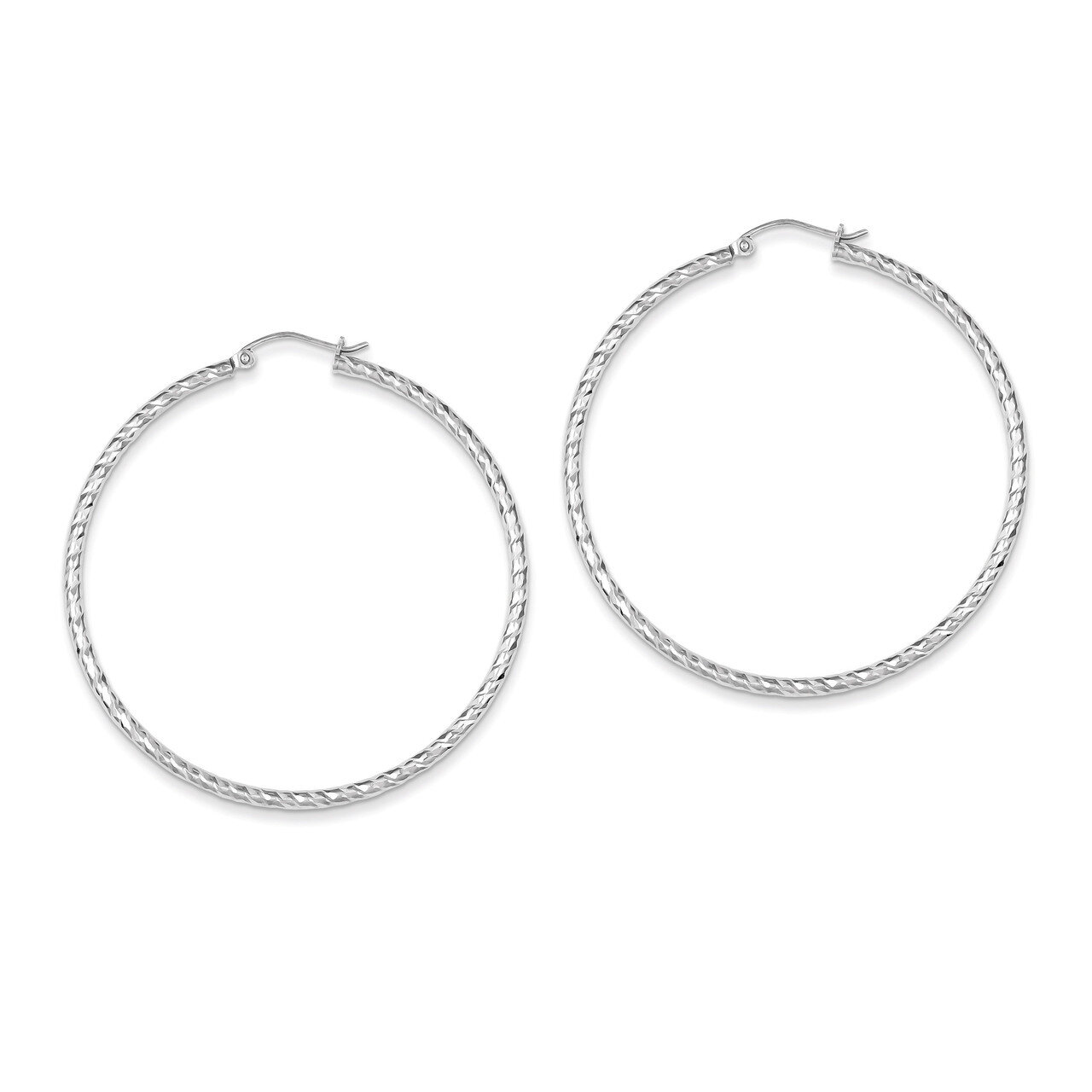 2x50mm Hoop Earrings Diamond-cut Sterling Silver QE8081, MPN: QE8081, 883957540191