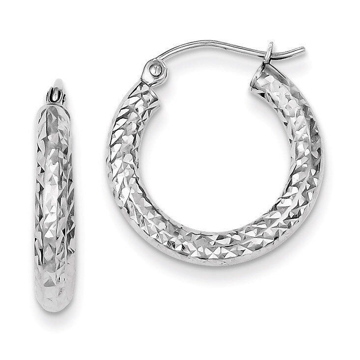 3x20mm Hoop Earrings Diamond-cut Sterling Silver QE8086, MPN: QE8086, 883957582863